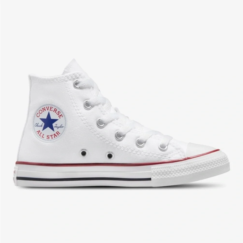 Converse All Star Youth White High-Tops with Red and Blue Trim Youth Size 13